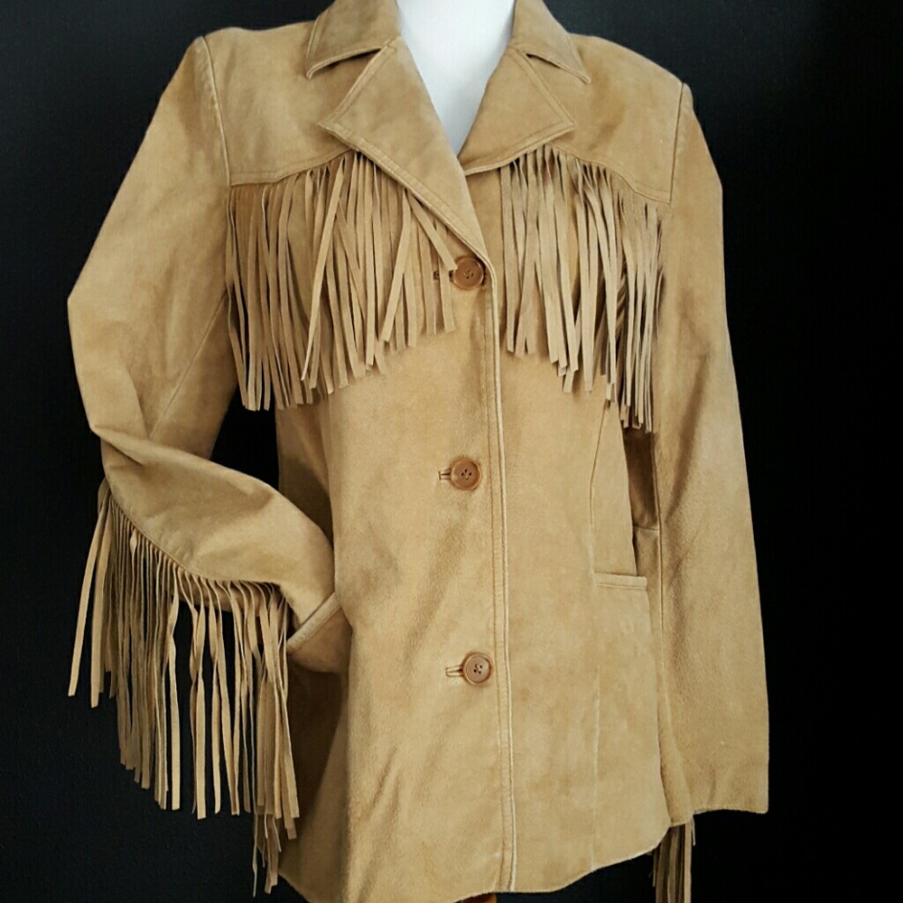 Gallery Tan Suede Fringe Jacket